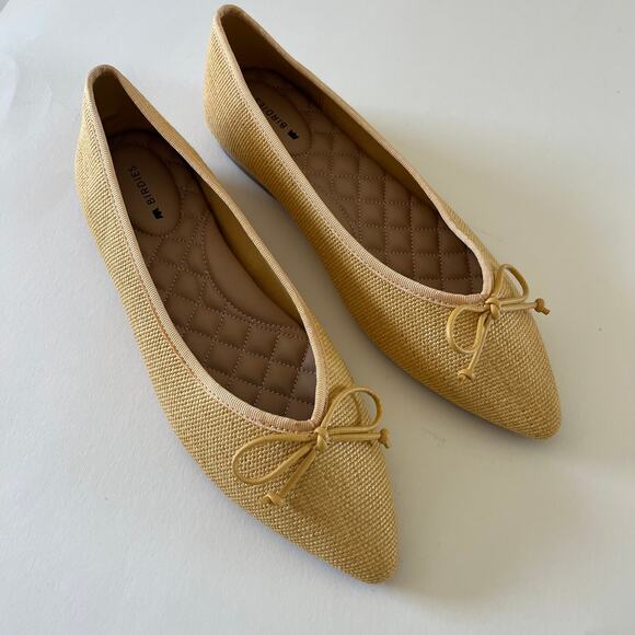 Birdies The Goldfinch Daffodil Raffia SZ 6.5 Pointed Toe Ballet Flat Yellow - Picture 8 of 8